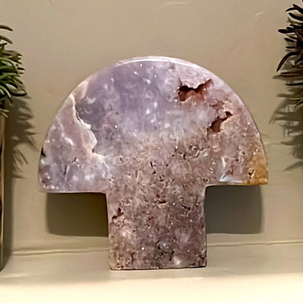 Natural Pink Amethyst Mushroom Carving LARGE